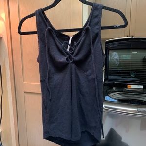 Black, tank top with tie front